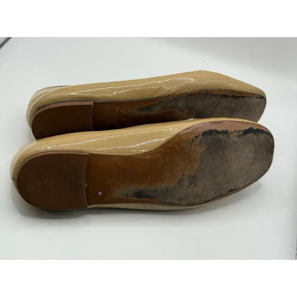 Tory Burch Women's 8M Samantha Smoking Patent Leather Slippers Loafers Beige